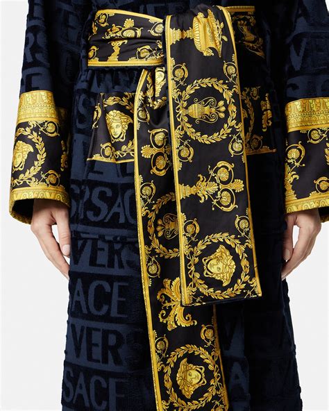 royal blue versace robe|hooded versace robe.